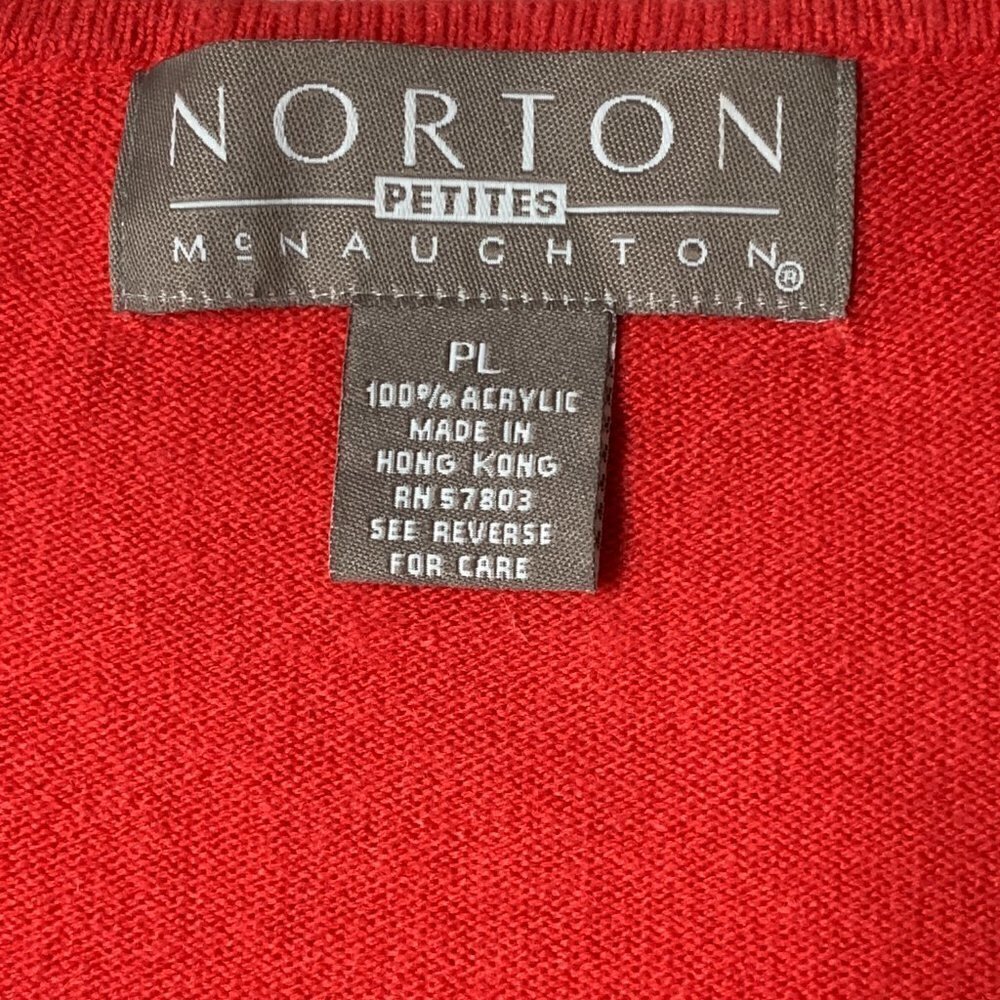 VTG Norton McNaughton Soft V-Neck Sweater PL/Petite Large Red 212E - Picture 5 of 6